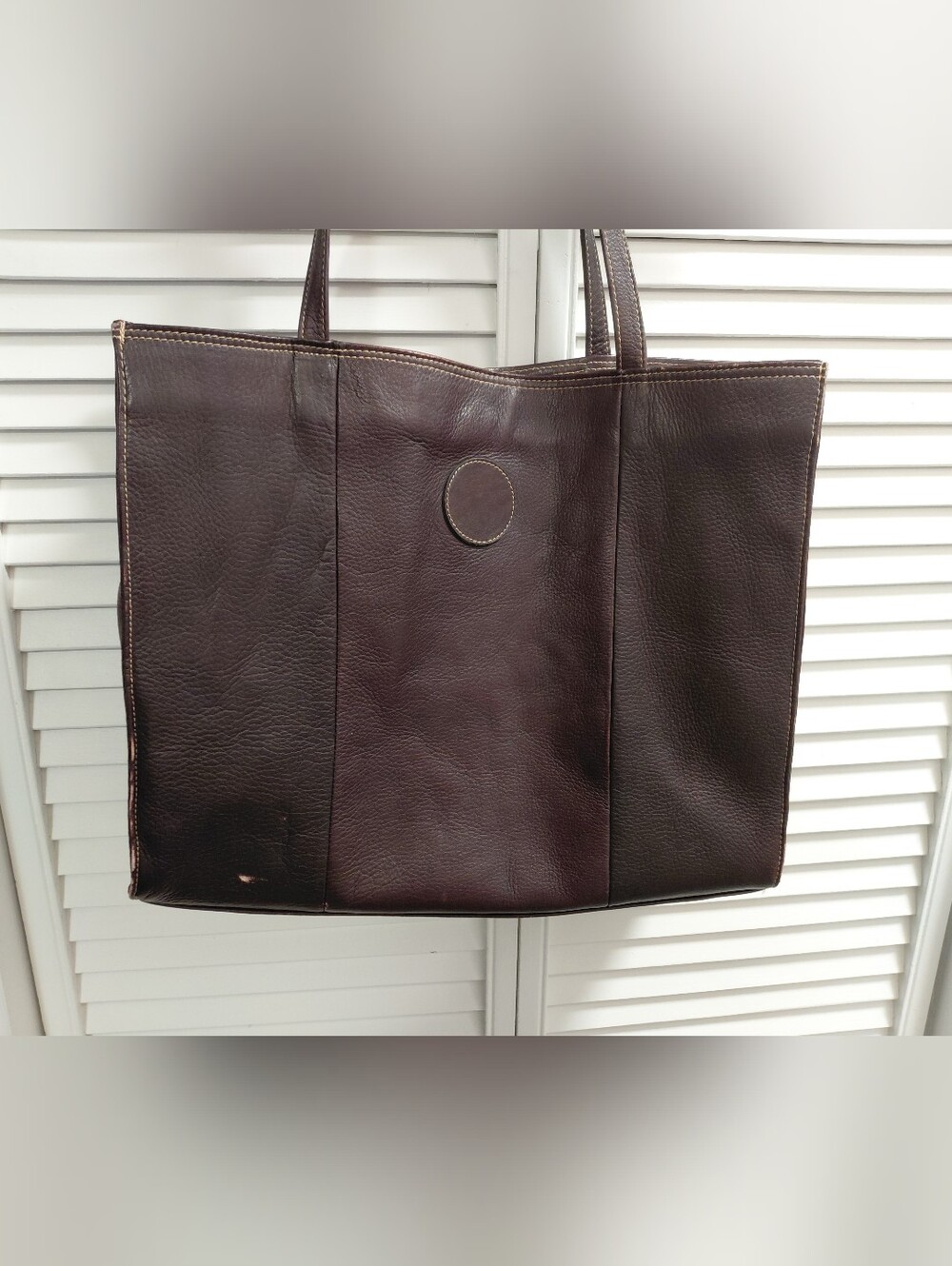 Piel Dark Brown Leather Tote Bag